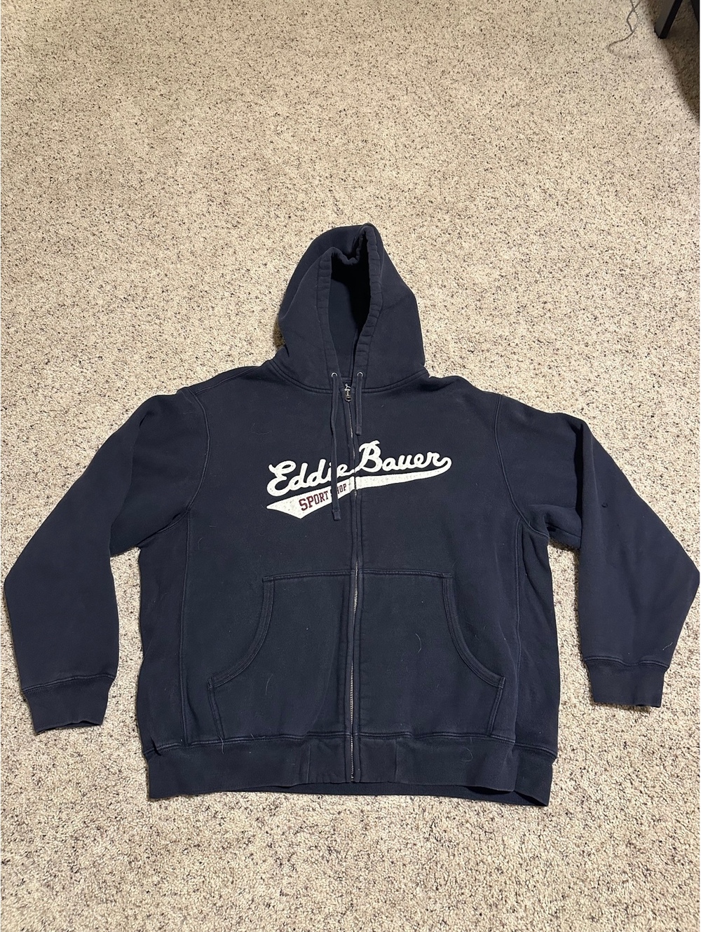 Eddie Bauer Sport Shop Navy Blue Full Zip Hoodie Sweatshirt XL